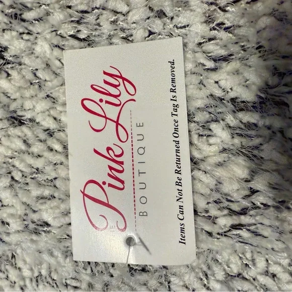 Pink Lily Boutique White/Blk Batwing Fuzzy Propcorn Material Sweater L - Picture 4 of 5